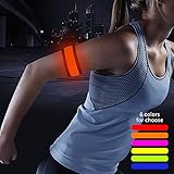 Higo LED Armband, Glow in The Dark Gift Item Reflective Running Gear LED Safety Lights Slap Bracelets for Night Walking (Orange 35cm)
