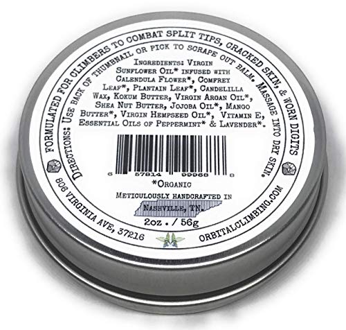 Boulder Balm: Dry Skin Salve for Active Hands & Body Hemp Oil Herb Infused Healing Balm Handcrafted for Rock Climbing (Mount Evans Mint Scent) 2oz Tin