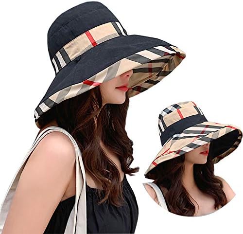 Uvカット 帽子 レディース ハット サンバイザー サンハット チェック柄 紫外線対策 2way 両面用 折りたたみ 取り外すあご紐 つば広 おしゃれ 可愛い ハット 日よけ 日射し 海 女優帽 小顔効果抜群 Theglow Oriental Com
