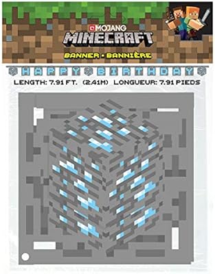 Minecraft Happy Birthday Banner 7 91 Ft Grey Blue Buy
