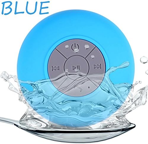 Hands Free Speaker, Mini Bluetooth Stereo Speaker with Built in Music HIFI Mic Solid Suction Cup Waterproof Speakers for Shower,Pool,Car, Portable Mic for Apple iphones,ipod, Android,Etc (Blue)