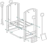 Elex Wrought Iron Firewood Rack 12x16x29.2in with 4 Tools, Black Steel view 5