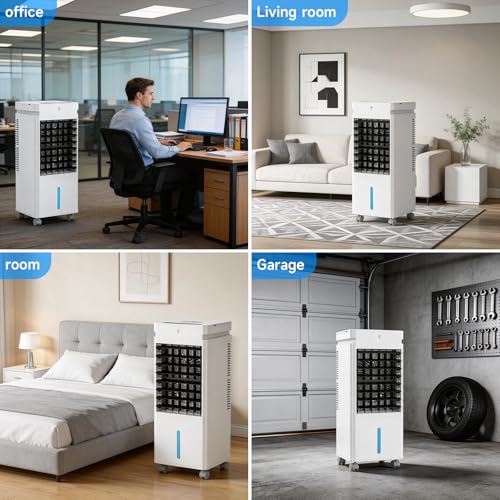 Portable Air Conditioners,Windowless Swamp Cooler Portable AC Unit, Cooling Fan That Blow Cold Air w/Remote 5L Tank 12 Speeds 9H Timer, Evaporative Air Cooler for Bedroom Indoor Room (white)