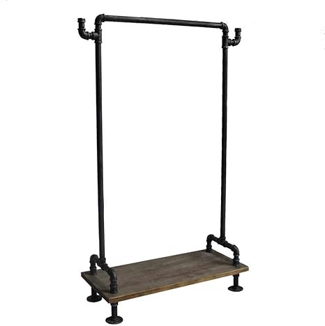 Amazon Diwhy Industrialレトロdiyパイプ衣類ラックパインウッド棚ダブルフックコートハンガー ハンガーラック オンライン通販