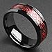 King Will Dragon Men's 8mm Red Carbon Fiber Black Celtic Dragon Tungsten Carbide Ring Comfort Fit Wedding Band