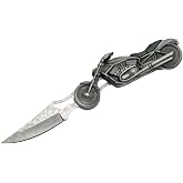 SZCO Supplies 4.75&rdquo; Motorcycle Handle with LED Headlight Flashlight Gift Folding Knife