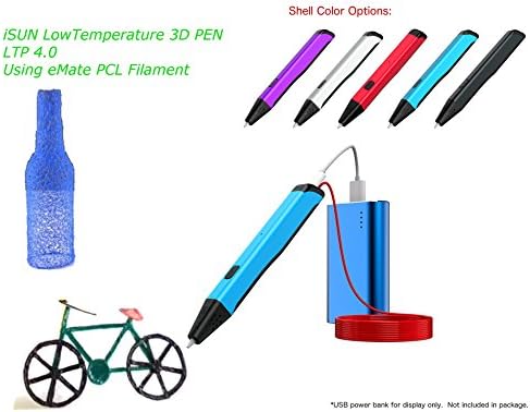 XYZFABS iSUN 3D Printing Low Temperature 3D Pen Using eMate PCL Filament , LTP 4.0, Light Blue Shell