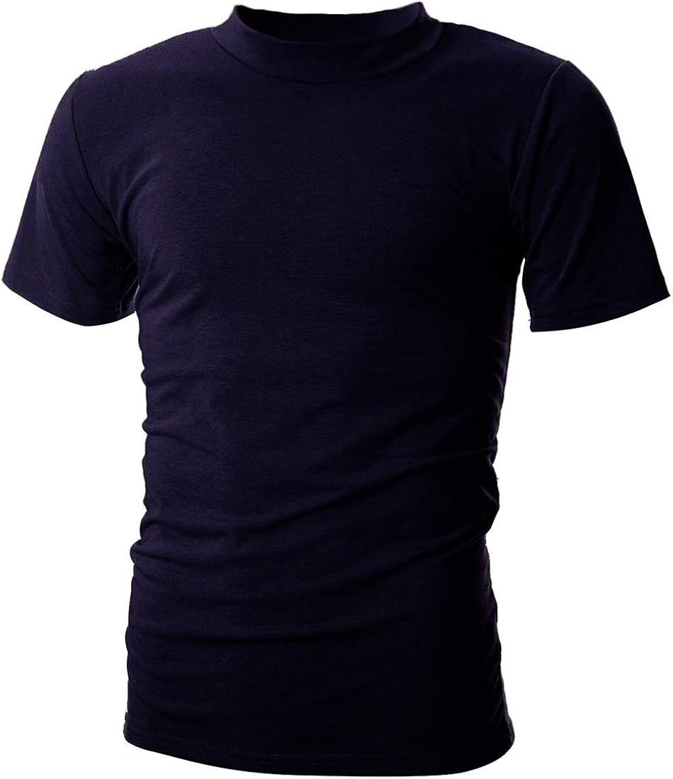 UUANG Men's Mockneck Short Sleeve T-Shirt Casual Summer Thin Pullover Basic Tops: Clothing