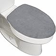 GORILLA GRIP Memory Foam Toilet Lid Seat Cover, Stays in Place Elastic Edges, Soft Velvet Bathroom Covers, Universal Fit for Standard Oblong Round Elongated Bath Room Bowl Lids, Washable, Grey