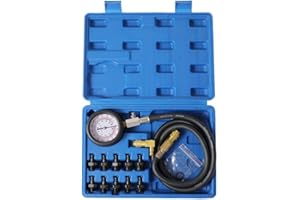 ZEAJSRU Oil Pressure Tester Tool, 0-140 PSI Gauge Kit, 10 Adapters, Blue