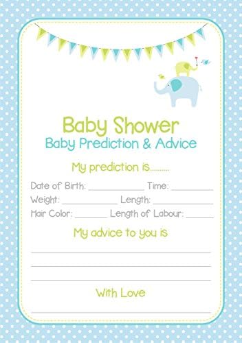 Baby Shower Game Prediction Cards Blue/Boy 20 Players