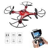 Drone with Camera, Potensic Upgraded F183D RTF Drone with New Altitude Hold, Auto Hovering Function , 2MP Camera& 5.8Ghz FPV LCD Screen Monitor(Red) …