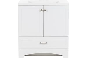 Spring Mill Cabinets Emlyn 30 Inch Bathroom Vanity with White Single Sink Top, 2-Door Cabinet, 1 Drawer, 30.5" W x 18.75" D x 32.89" H