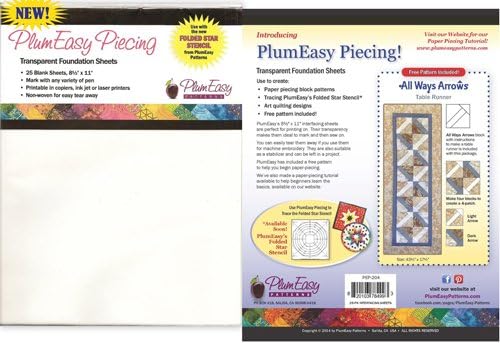Plum Easy Transparent Piecing Foundation Sheets 25 Pieces