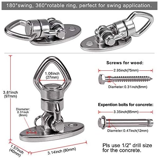 BeneLabel Swing Hanger with 2 Bearing, 800 LB Capacity, Safest Rotational Device Hanging Accessory for Aerial Silks… - Image 8