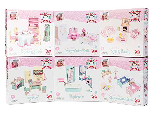 Le Toy Van Wooden Daisylane Furniture Set Including Master Bedroom, Kitchen, Drawing Room, Bathroom, Sitting Room and Childrens Room 6 Complete Rooms - Thumbnail 7
