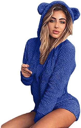 Nevera Ladies Rompers,Womens V Neck Solid Colored Short Rompers Cute Home Jumpsuit