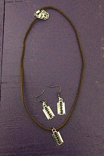 Razor Blade Necklace and Earring Set, Double Edge Razor Jewelry.