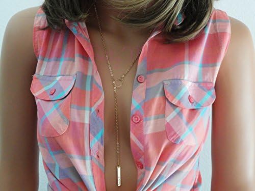 Gold Bar Lariat Necklace, Simple Y Necklace, Long Lariat, Dainty Bar Drop Necklace, 18k Gold Filled By Pretty Mana