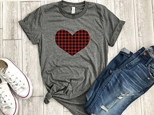 Buffalo Plaid shirt Valentines day holiday womens love shirt arrow tee gift for her