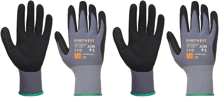 Portwest A350 Flexible DermiFlex Glove Black, Small (Pack of 2)