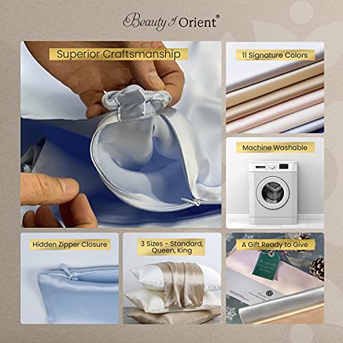 BEAUTY OF ORIENT 25 Momme, 100 Pure Mulberry Silk Pillowcase for