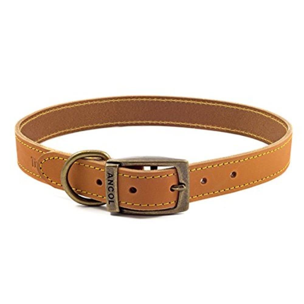 Ancol Timberwolf Leather Dog Collar, 55-63 cm, Mustard