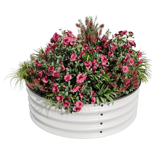 Round Raised Garden Bed, 1PCS 2 x 1ft Galvanized Raised Boxes with Rust, Corros…