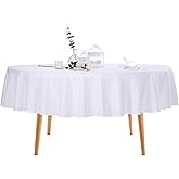 Ascoza 2pack 90 Inch White Round Tablecloth in Polyester Fabric for Wedding/Banquet/Restaurant/Parties