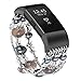 fastgo Compatible with Fitbit Charge 2 Band for Women, Elastic Stretchy Bling Beaded Replacement Bracelet Watch Band Compatible with Fit Bit Charge 2 HR Wrist Band(Gray)