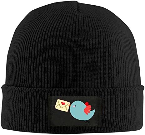 AMY WILDER Cute Mail Carrier Bird Cap Winter Knitting Warm Watch Hat Beanie Skull Cap For Unisex Black One Size Fit All