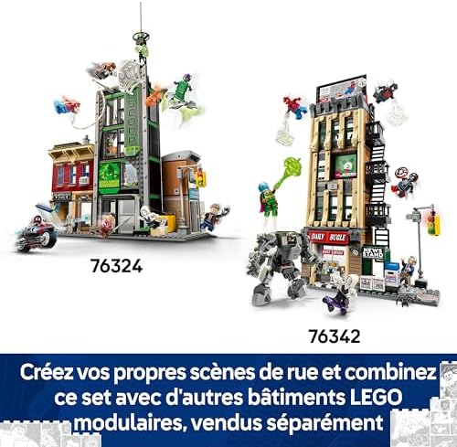 ǀ Marvel Spider-Man Contre Mystério : Le Daily Bugle - Jeu avec Bâtiment à Construire - Jouet Super-Héros - Figurine de Robot & 7 Minifigurines - Cadeau pour Garçon ou Fans dès 10 Ans 76342