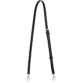 Allzedream Leather Purse Strap Replacement Crossbody Handbag Long Adjustable (Black, Silver Hardware)