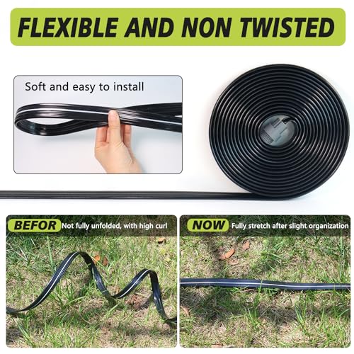 Apgooface Sprinkler Hose with Holes, Flat Soaker Hose 100 Ft (25 ft 4pack) with Garden Staples and Splitters, Watering Drip Irrigation Hoses for Lawn, Vegetable and Garden Beds (100 ft)