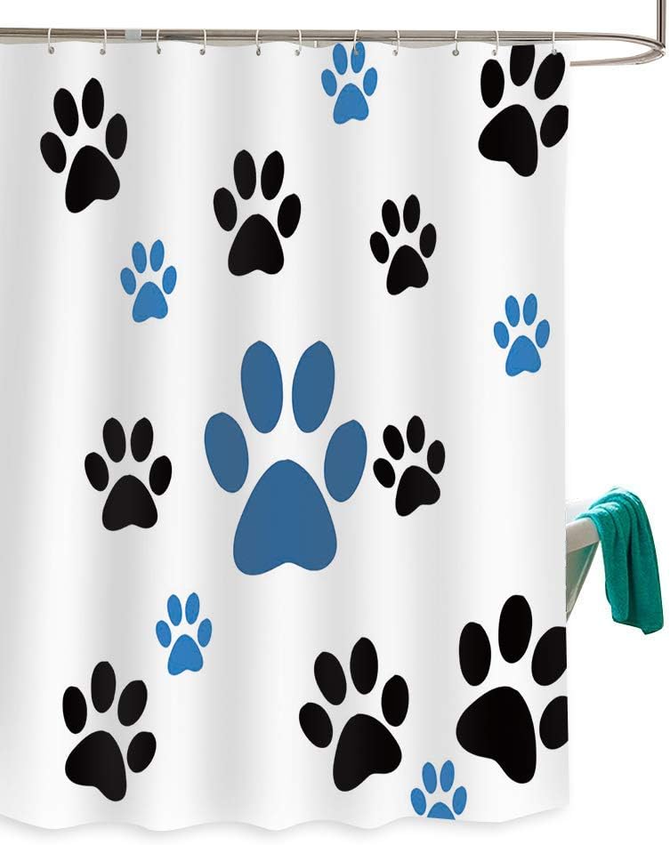 Dog Paw Prints Waterproof Fabric Polyester Bathroom Shower Curtain with