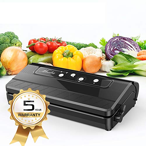 Mooka 96kPa Vacuum Sealer with Built-in Cutter, 10 Sealing Bags (FDA-Certified), 16Liter/min, Fresh UP to 7X Longer, Dry & Moist Modes, with Up to 60 Consecutive Seals, High-Temperature Resistant