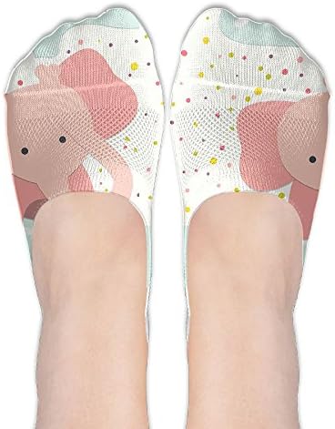 PengYou Cute Cartoon Baby Elephant Women Casual No-Show Socks Of Hidden Flat Boat Line,Low Cut Thin Sock