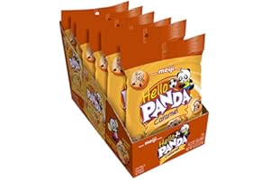 Meiji Hello Panda Cookies, Caramel Crème Filled - 2.2 oz, Pack of 6 - Bite Sized Cookies with Fun Panda Sports
