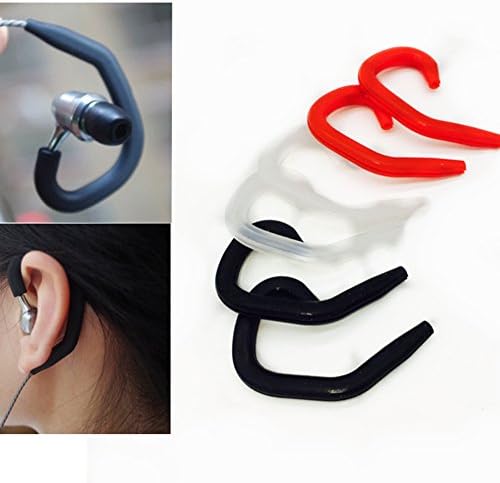 3pairs New Earhook Headphones，Soft Earphones wire Hangers Silicone Sport Headphone Hooks-(Black, red, transparent)