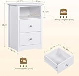 Yaheetech Bedside Table White 2 Drawers Open Shelf 40x35x60 cm MDF view 3