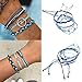 CHoppyWAVE Bracelets 3Pcs/Set Multi-Layer Women Rope Boho Beach Anklet Handmade Sea Wave Bracelet - Blue