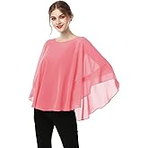 Hotshawl Capes for Womens Casual chiffon shawl Casual Chiffon Cape Sheer shawls and wraps Poncho Capelets Cover Up
