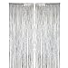 BLUE PANDA Silver Foil Fringe Curtains - Metallic Tinsel Backdrop for Party Decorations (3 x 8 ft, 2 Pack)