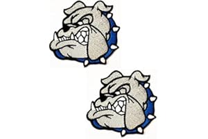 Kleenplus 2pcs. Cartoon Bulldog Patch Embroidered Badge Iron On Sew Emblem for Jackets Jeans Pants Backpacks Clothes Sticker Arts Dog Head Gray Fashion Patches Decorative Repair, KL001, 2.6X3 INCHES