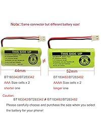 BAOBIAN Batería inalámbrica para teléfono, 2.4 V, 400 mAh, para AT & T BT162342 BT 162342 BT166342 BT 166342 BT266342 BT 266342 BT183342 BT 183342 BT283342 BT 283342 VTech CS6329 CS6114 CS6419