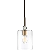 Minka Lavery 3089-416 Studio 5 Mini Pendant, 1-Light, 60 Total Watts, 7-in H x 14.5-in W, Painted Bronze with Natural Brushed