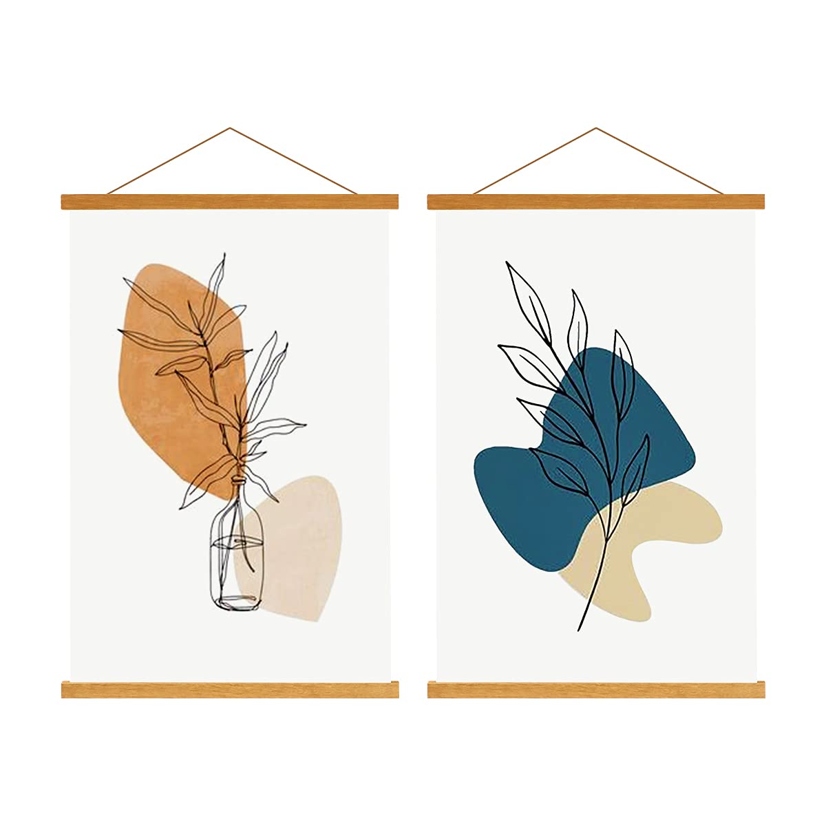 Sanauto C0 Poster Frame Hangers 91cm, Magnetic Wooden Poster Hanger Rails Magnet Frame Hanging Kit for 90x60 91x61 Landscape Large Size Wall Map (91cm, Teak, 2 Packs)