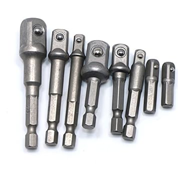 Generic 0 : 8pcs Chrome Vanadium Steel Socket Adapter Power Set Hex Shank Extension Drill Bits 1/4" 3/8" 1/2"