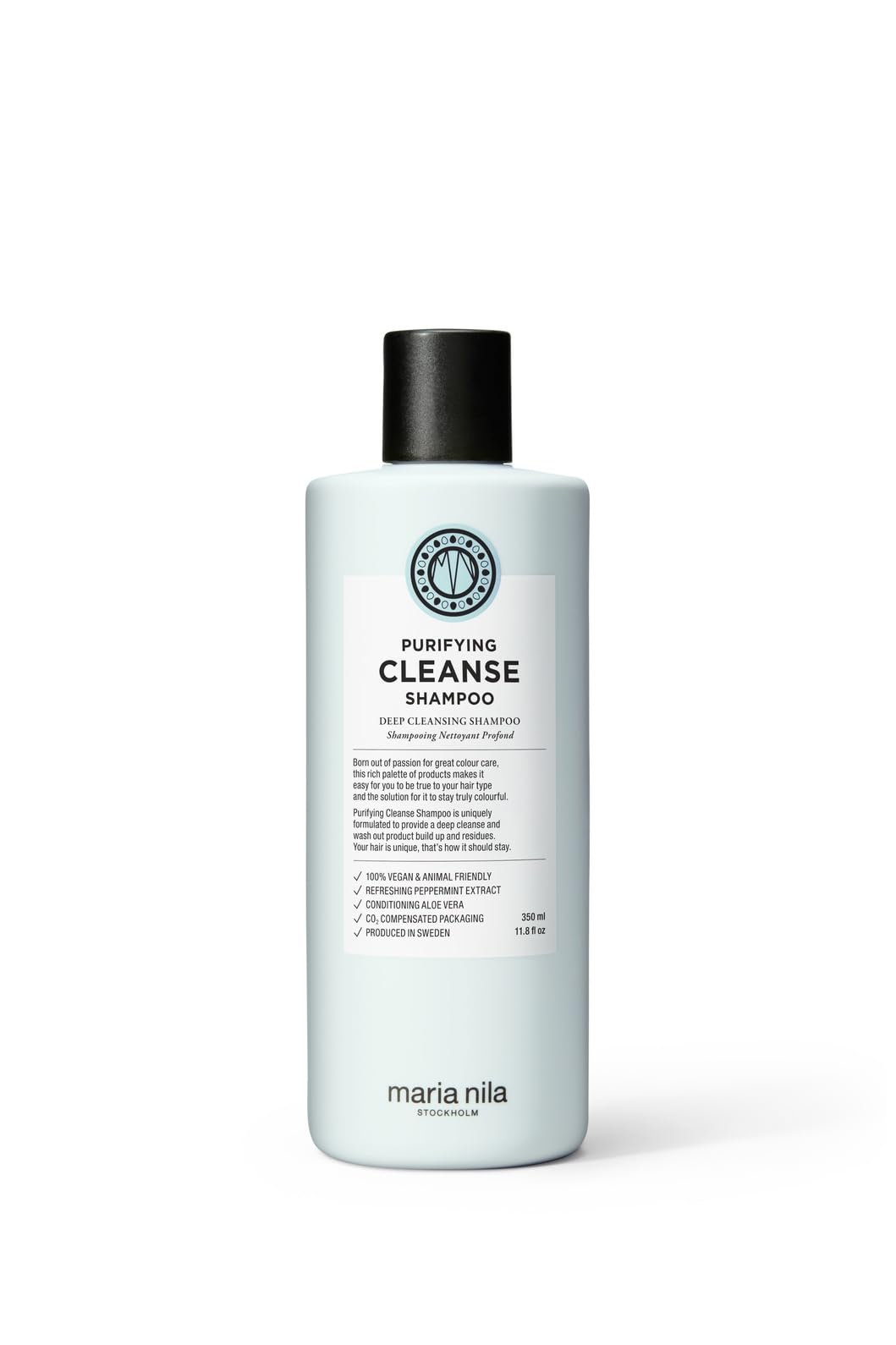 Maria Nila Purifying Cleanse, Clarifying/Deep Cleansing Shampoo, For hair that needs a Reset, Removes Build-up & Product Residue, Peppermint & Aloe Vera Refresh and Condition Hair & Scalp, 350 ml — image 1
