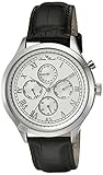 Lucien Piccard Men's 'Besana' Quartz Stainless Steel and Black Leather Casual Watch (Model: LP-10333-02S)